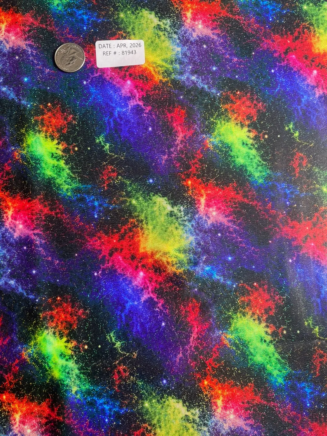 neon aurora night sky holo foil fabric